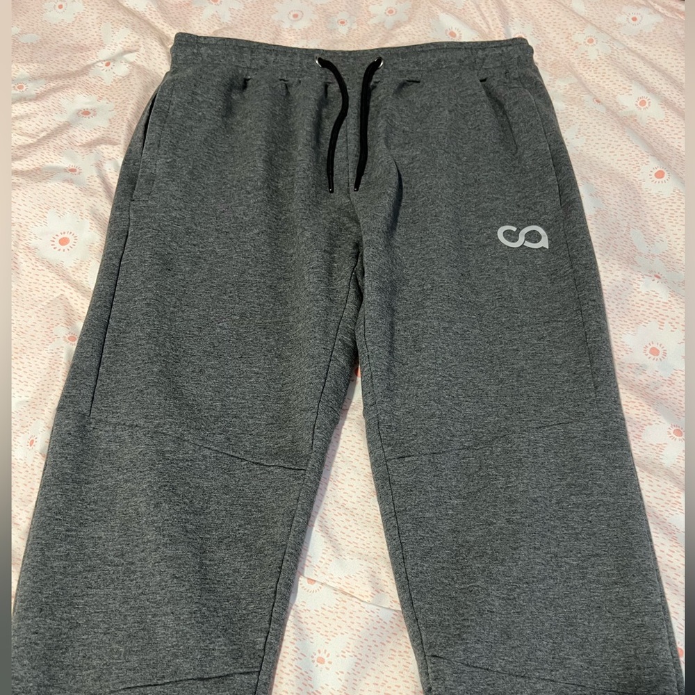 Contour Athletics Cruise Gray Joggers Drawstring Waist and Zippered Pockets LG